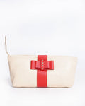 Christian Louboutin Cream & Red Leather Bow Clutch
