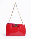 Salvatore ferragamo patent leather vara bow clutch