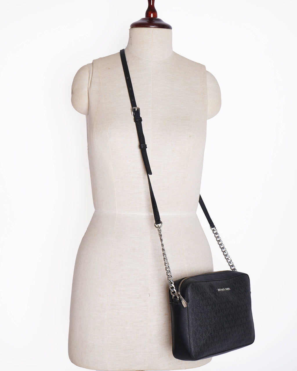 Michael Kors Monogram Crossbody Bag In Black