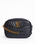 Louis Vuitton calfskin wave camera bag in black