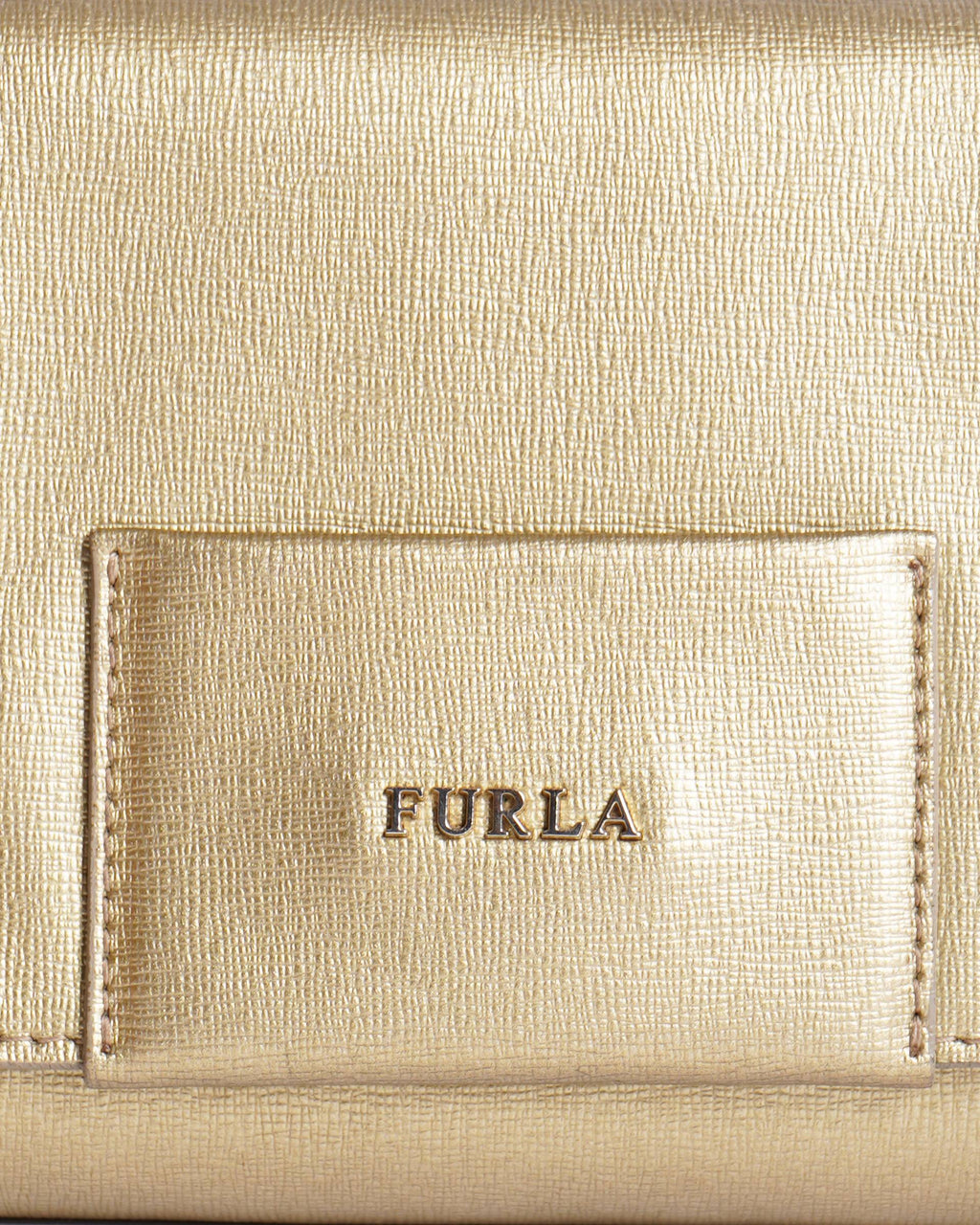 Furla Metallic gold leather clutch shoulder bag
