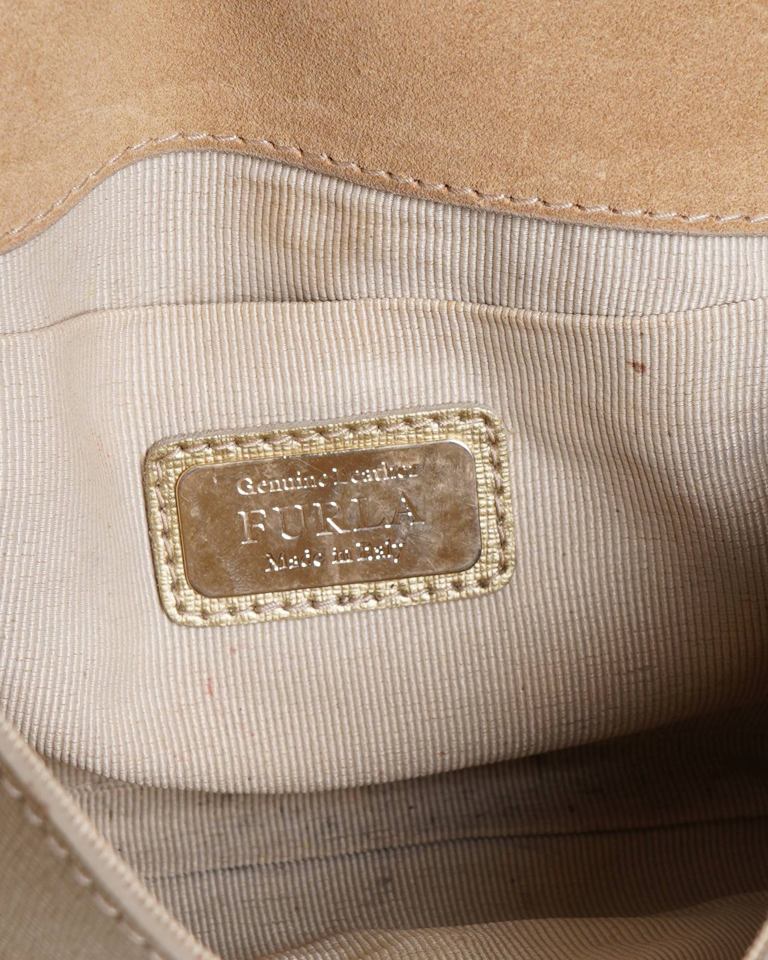 Furla Metallic gold leather clutch shoulder bag