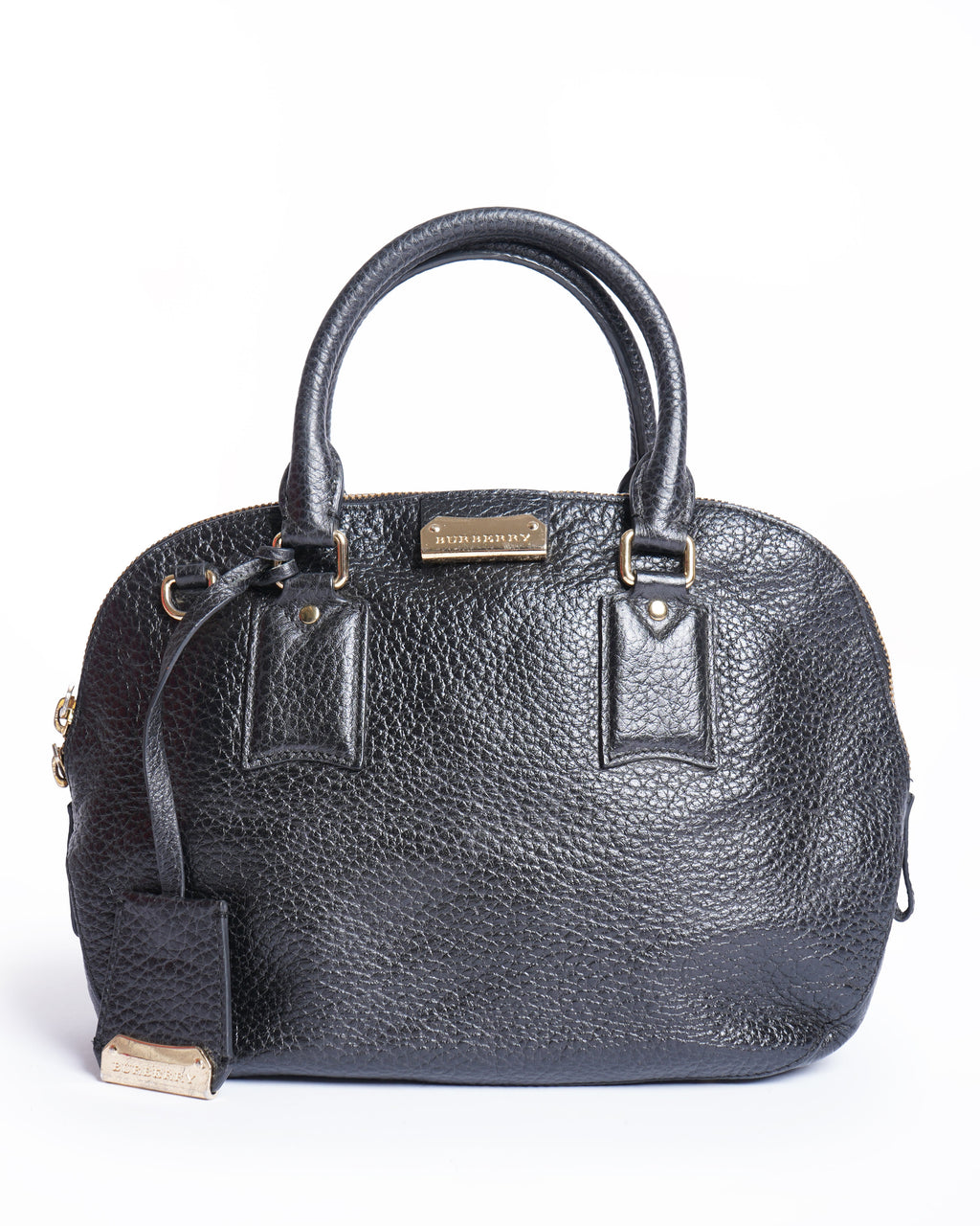 Burberry Pebbled Leather Orchard Top Handle Bag WIth Shoulder Strap