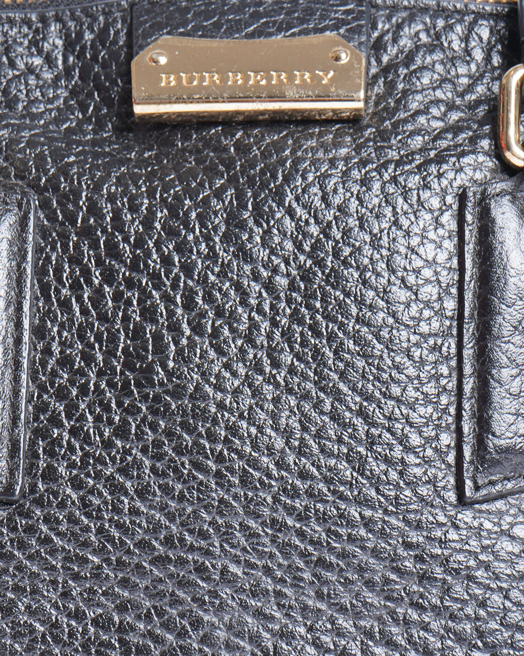 Burberry Pebbled Leather Orchard Top Handle Bag WIth Shoulder Strap