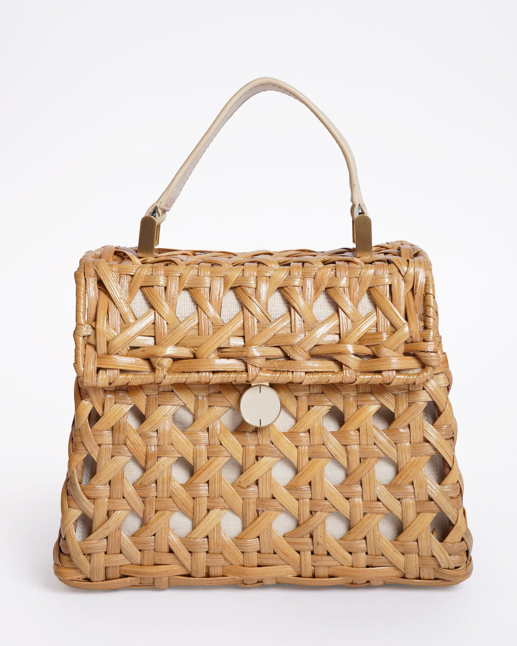 Cult Gaia Sybil Flap Over Rattan Woven Handbag