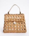 Cult Gaia Sybil Flap Over Rattan Woven Handbag