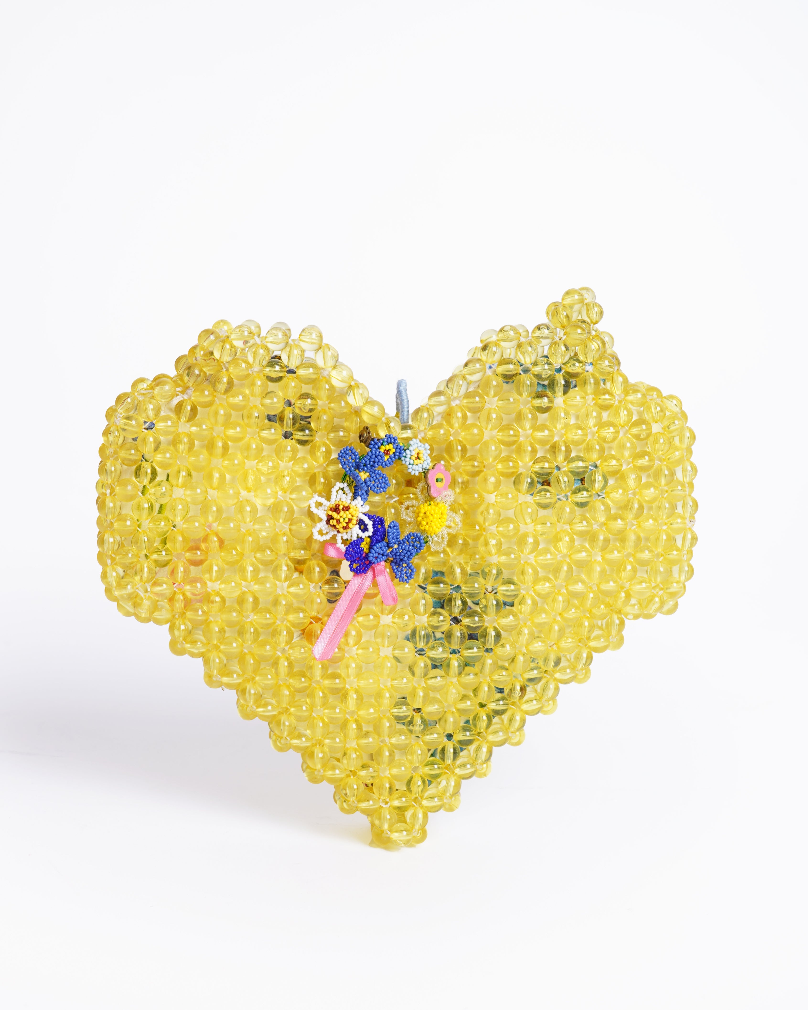 Pero Beaded  Heart Bag In Yellow