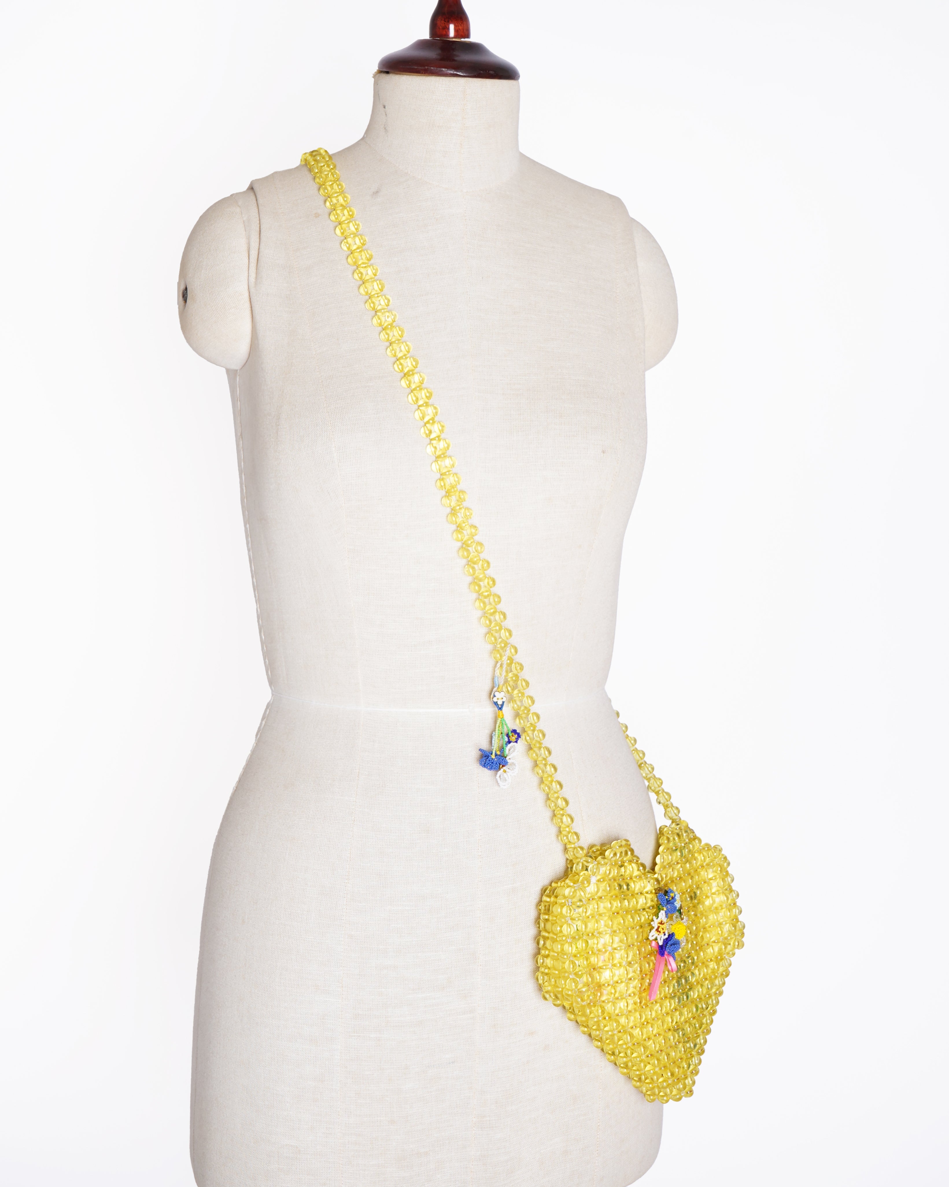 Pero Beaded  Heart Bag In Yellow