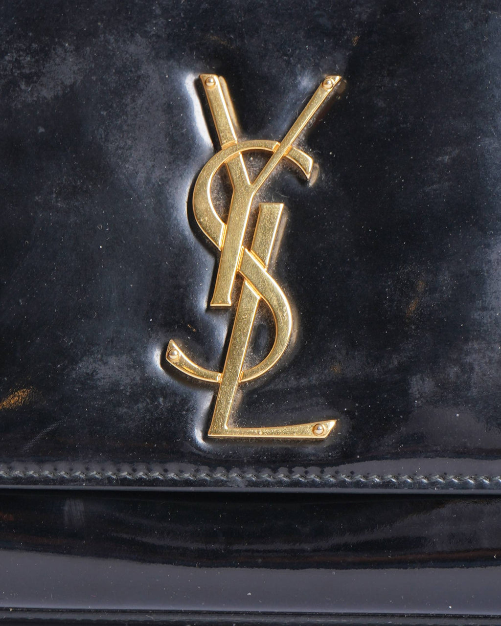 Saint Laurent Black Patent Leather Cassandre Clutch Bag