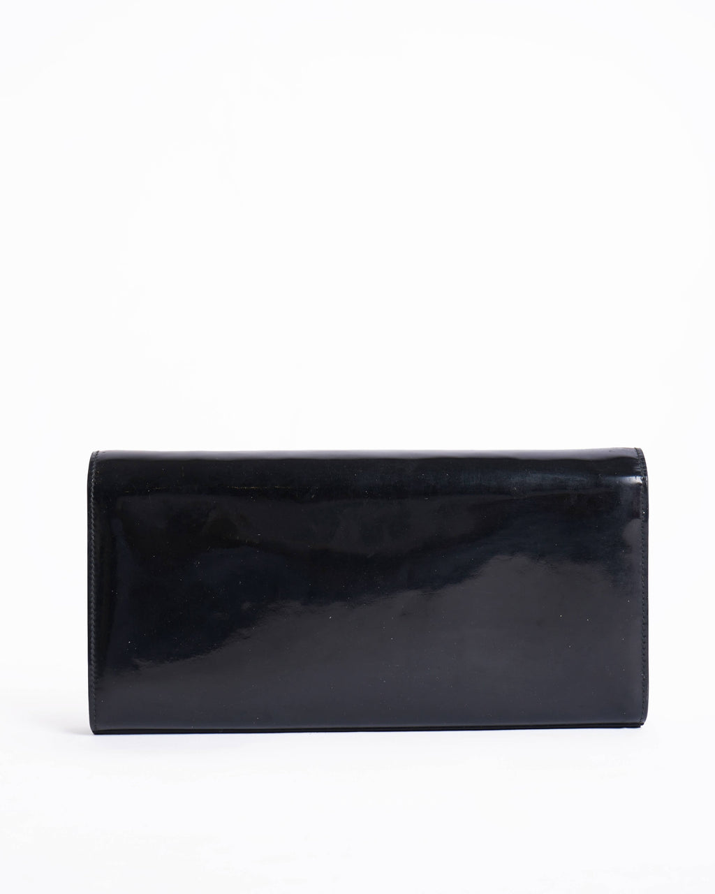 Saint Laurent Black Patent Leather Cassandre Clutch Bag