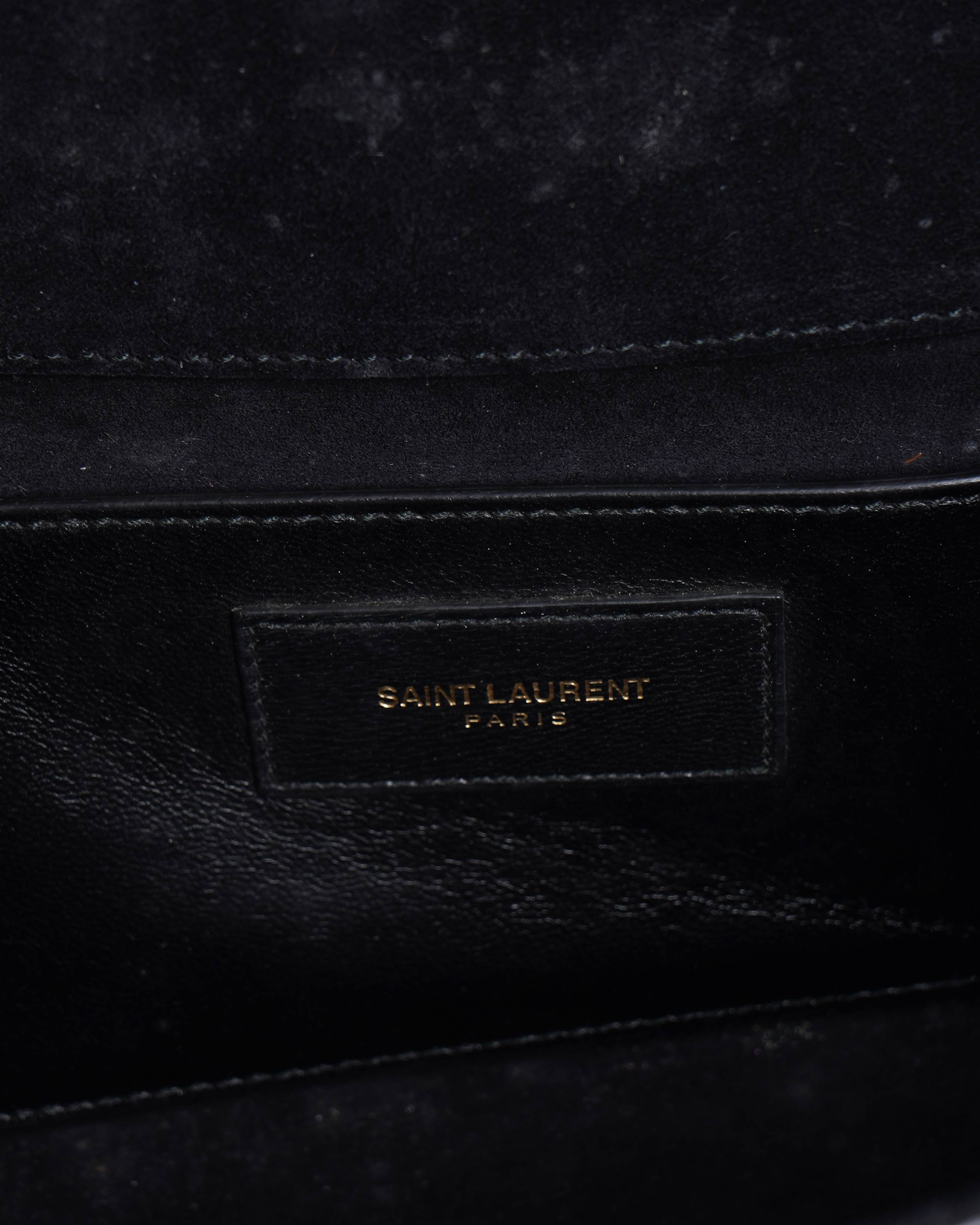 Saint Laurent Black Patent Leather Cassandre Clutch Bag
