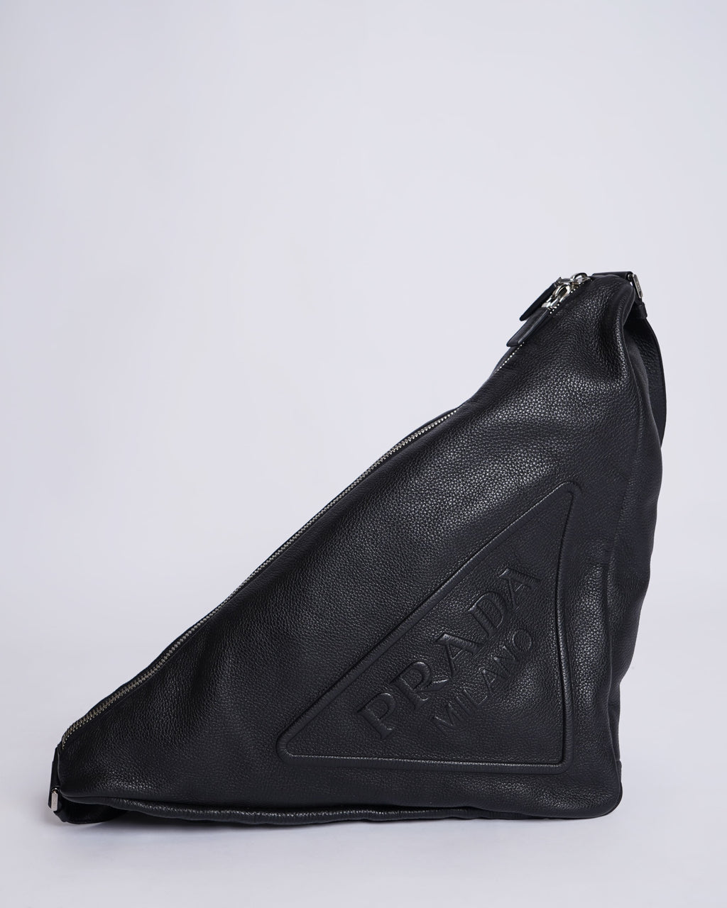 Prada Black Vitello Daino Triangle Crossbody Bag
