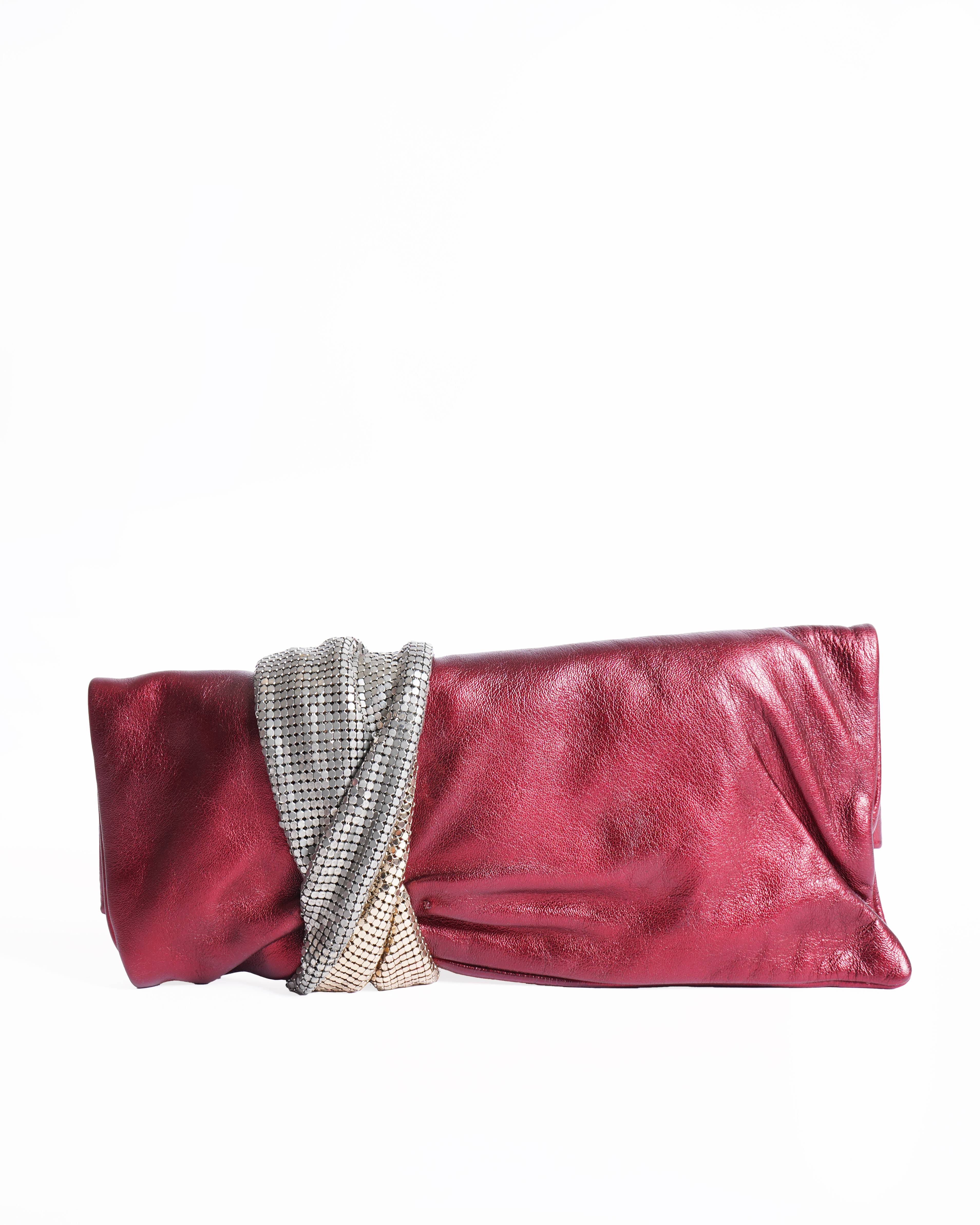 Jimmy choo chandra crystal embellished clutch in red