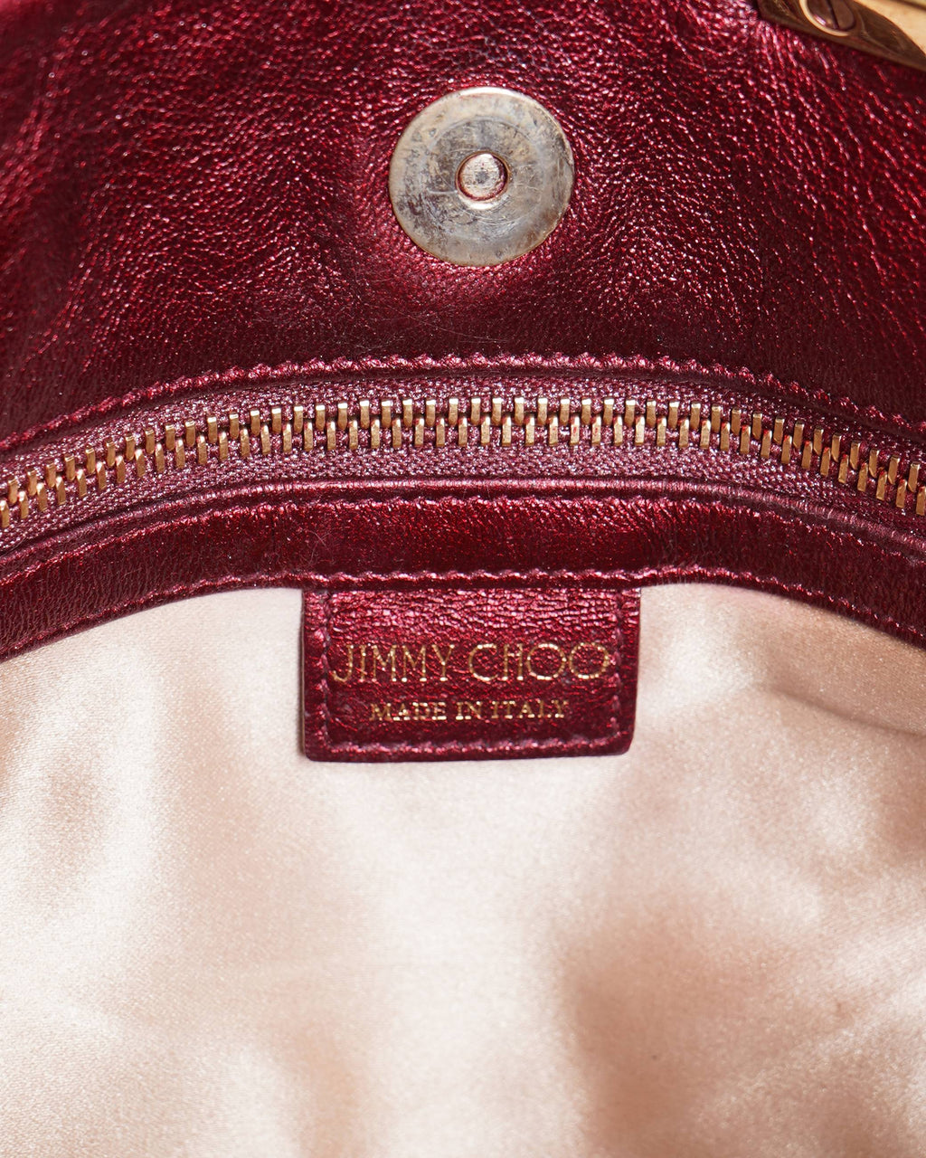 Jimmy choo chandra crystal embellished clutch in red