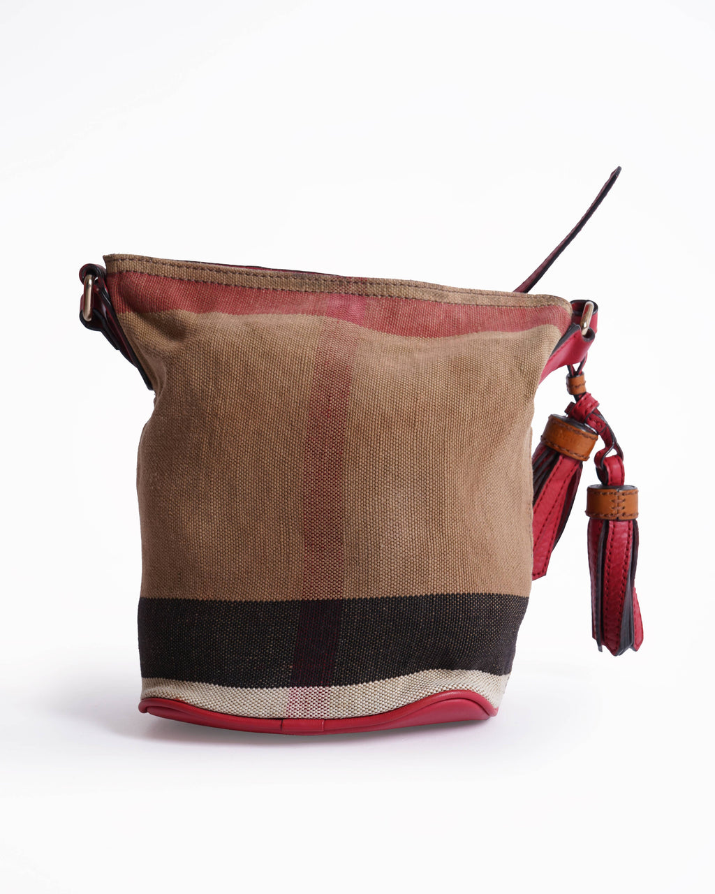 Burberry Multicolour Exploded Check Canvas and Leather Mini Ashby Tassel Crossbody Bag