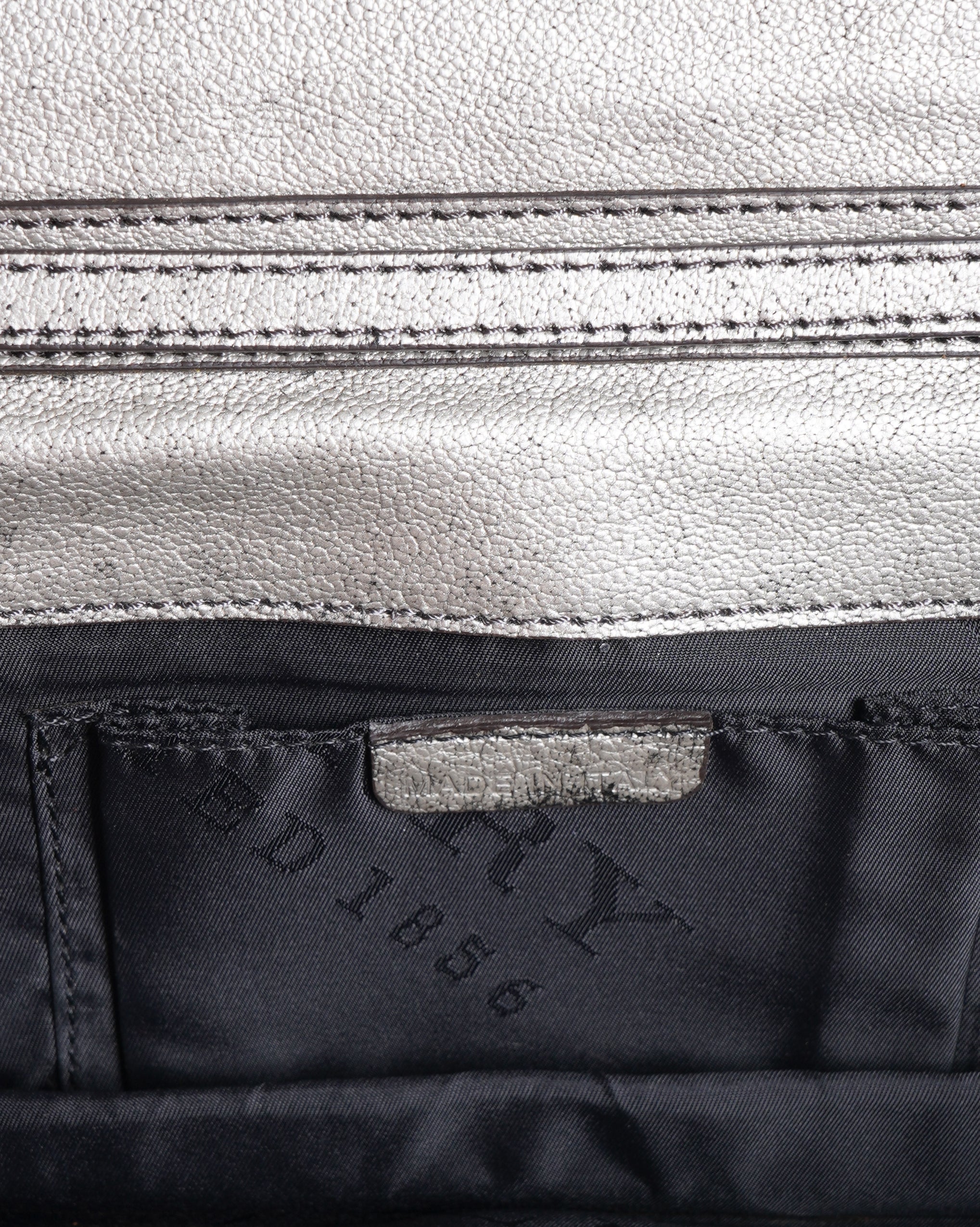 Burberry Metallic Grey Rectangular Clutch