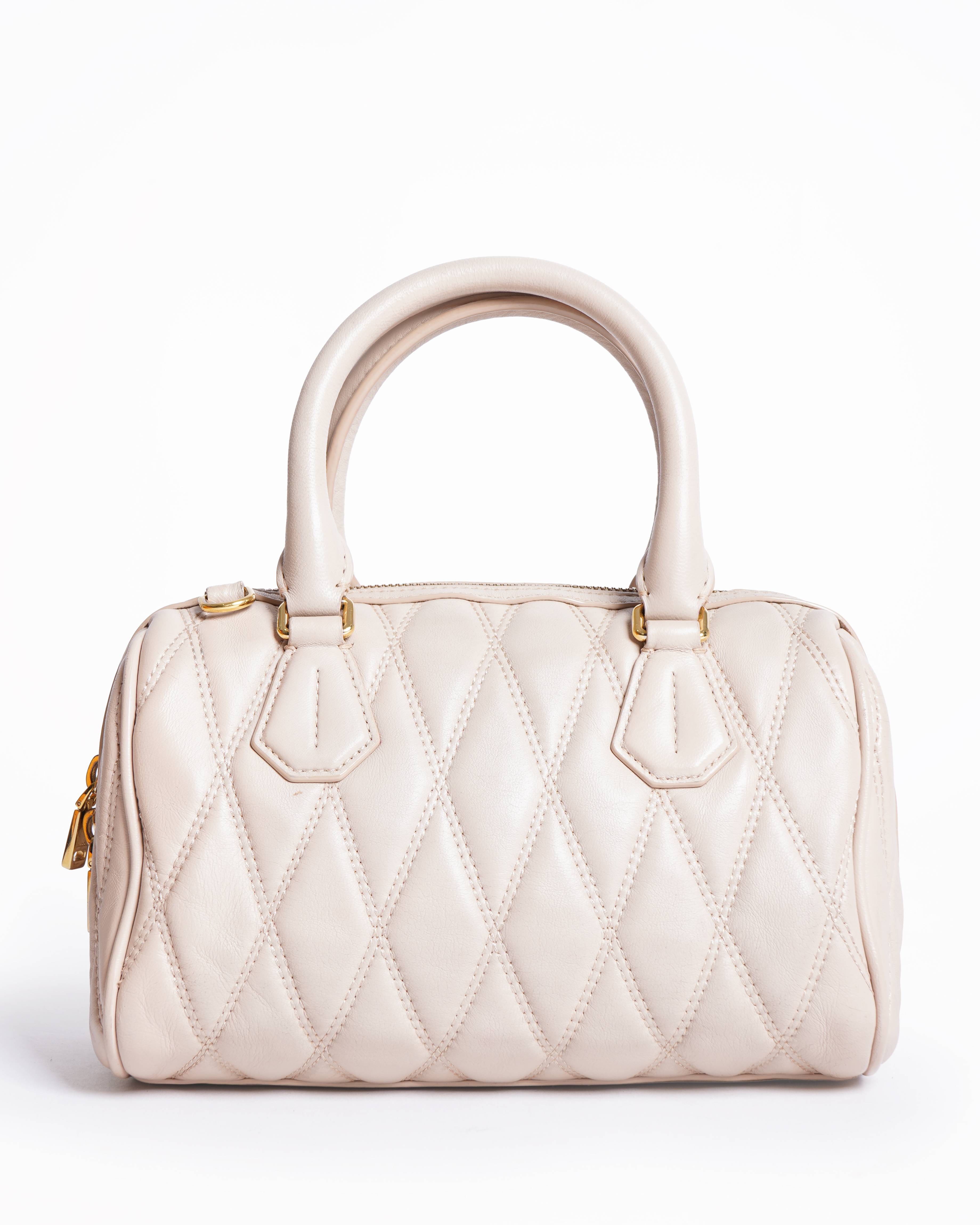 Bally leather mini bowling bag with detachable strap