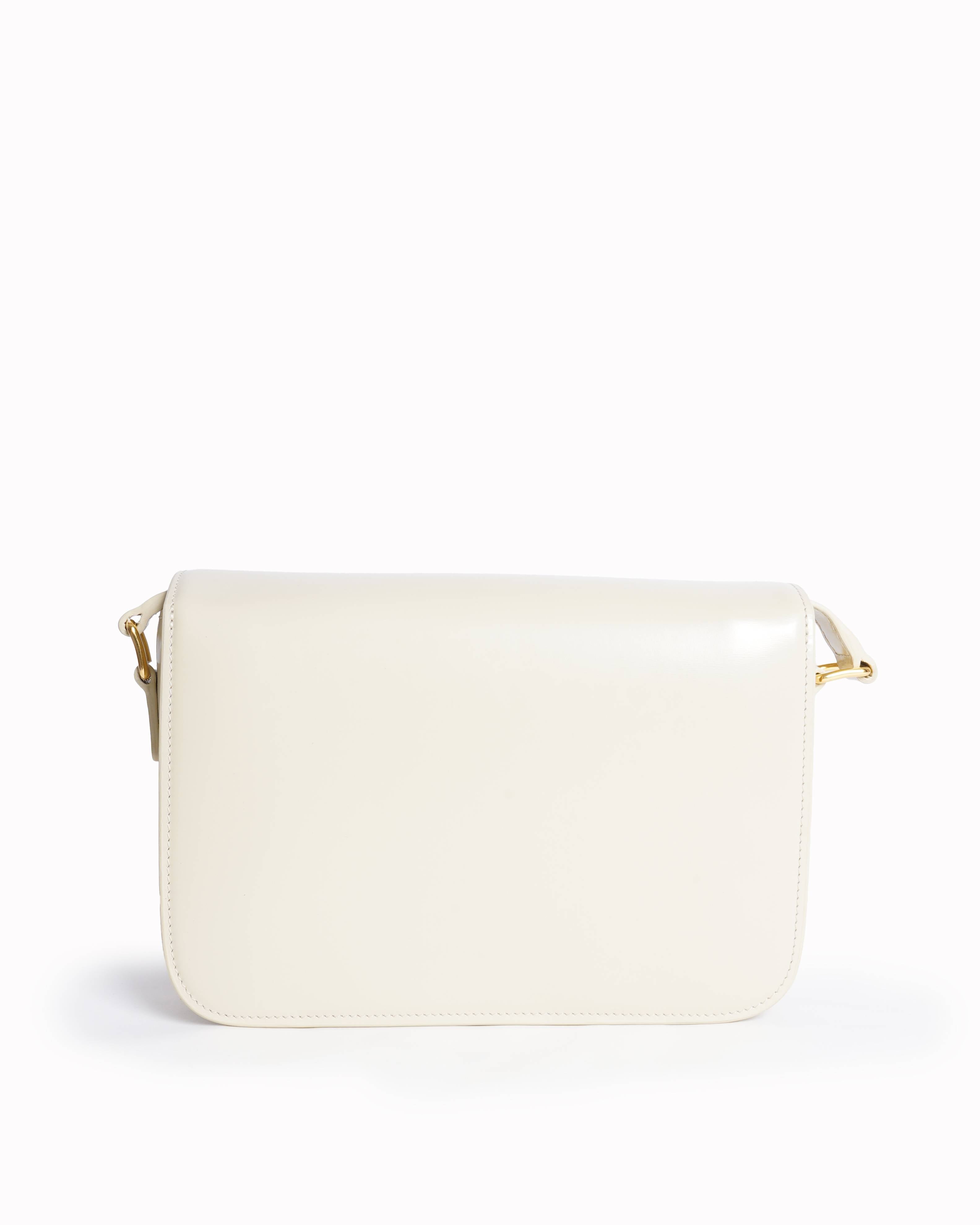 Celine White Triophe Bag In Natural Calfskin