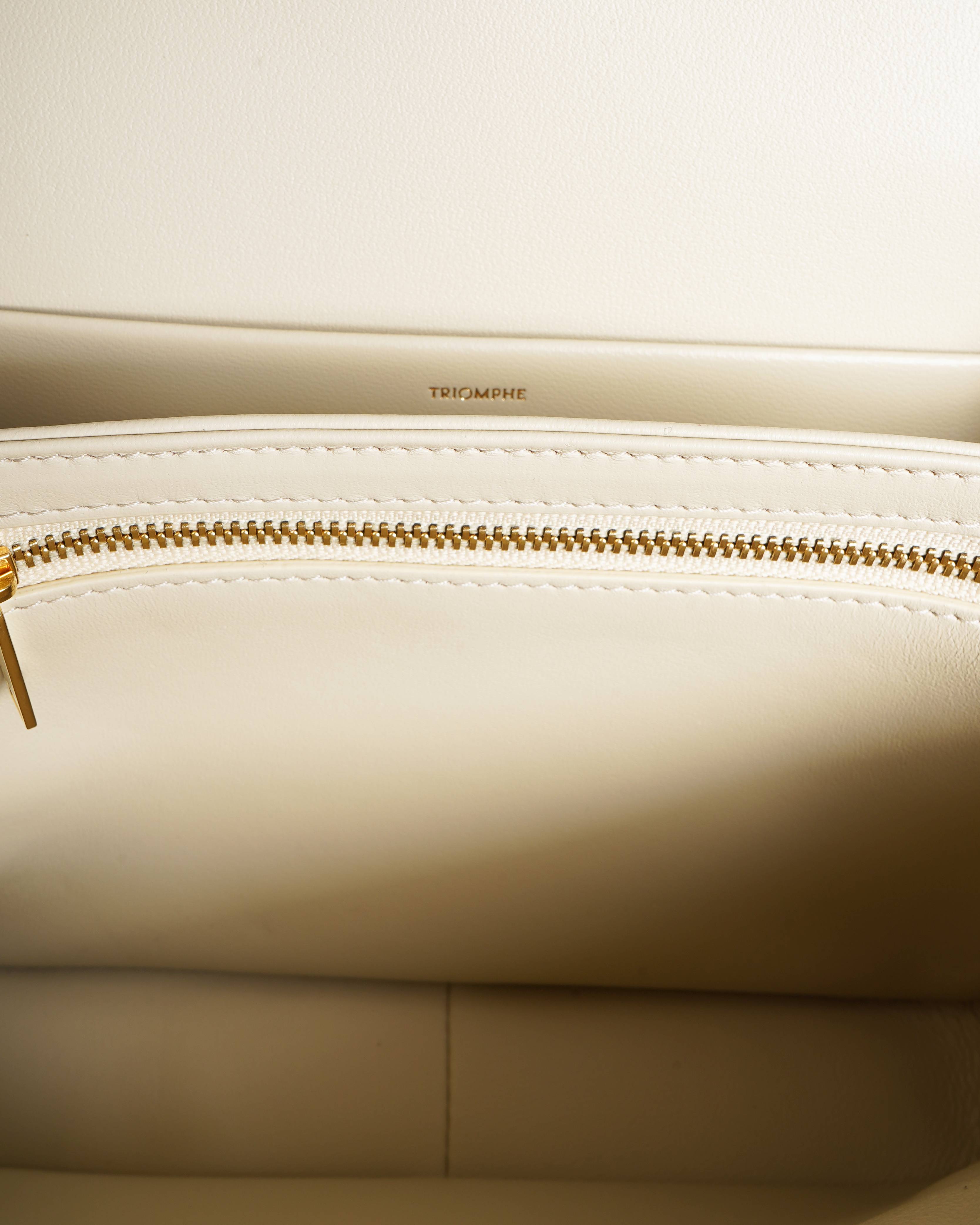 Celine White Triophe Bag In Natural Calfskin