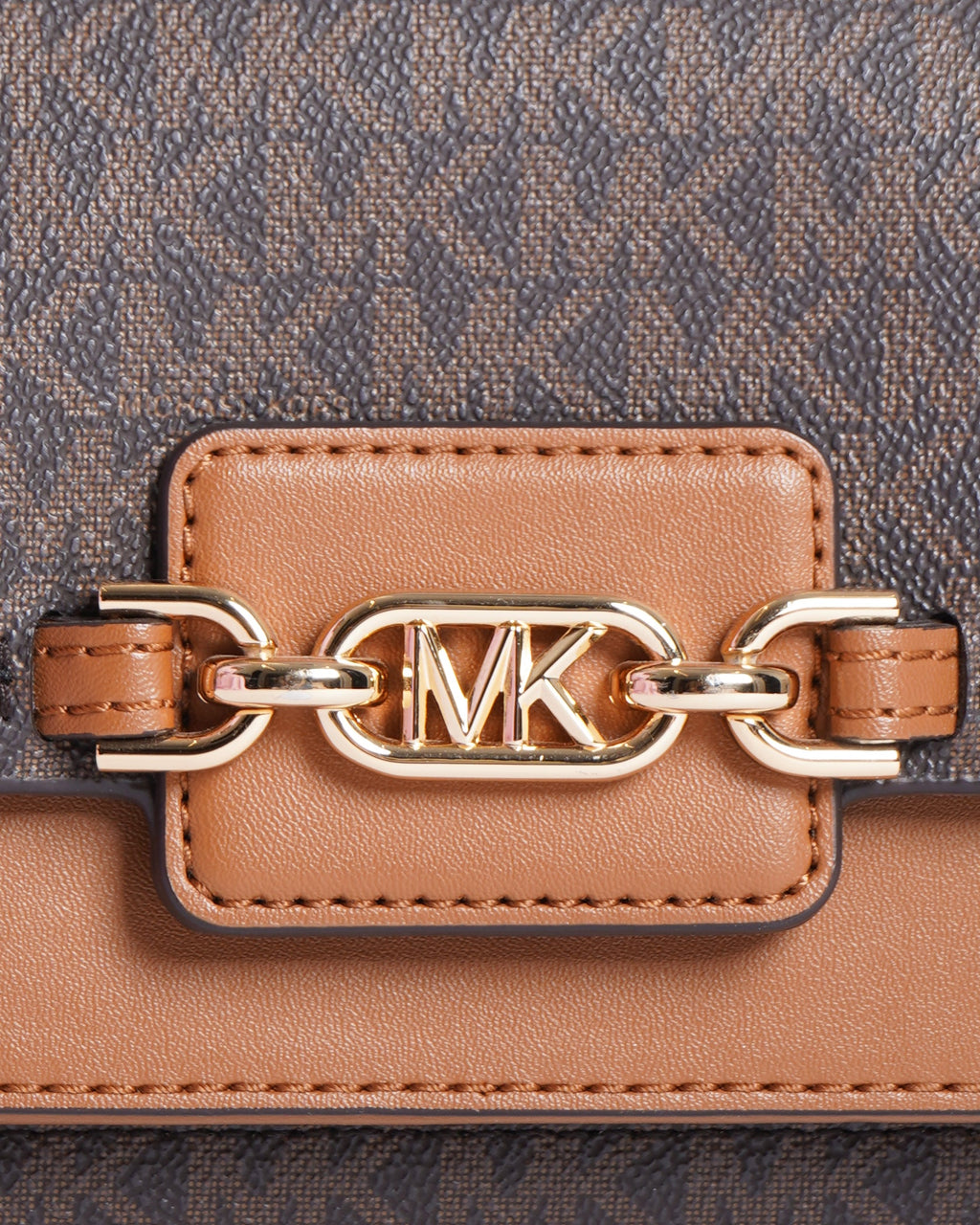 New Michael Kors Ginny Medium Logo Brown Coated Canvas Crossbody Bag