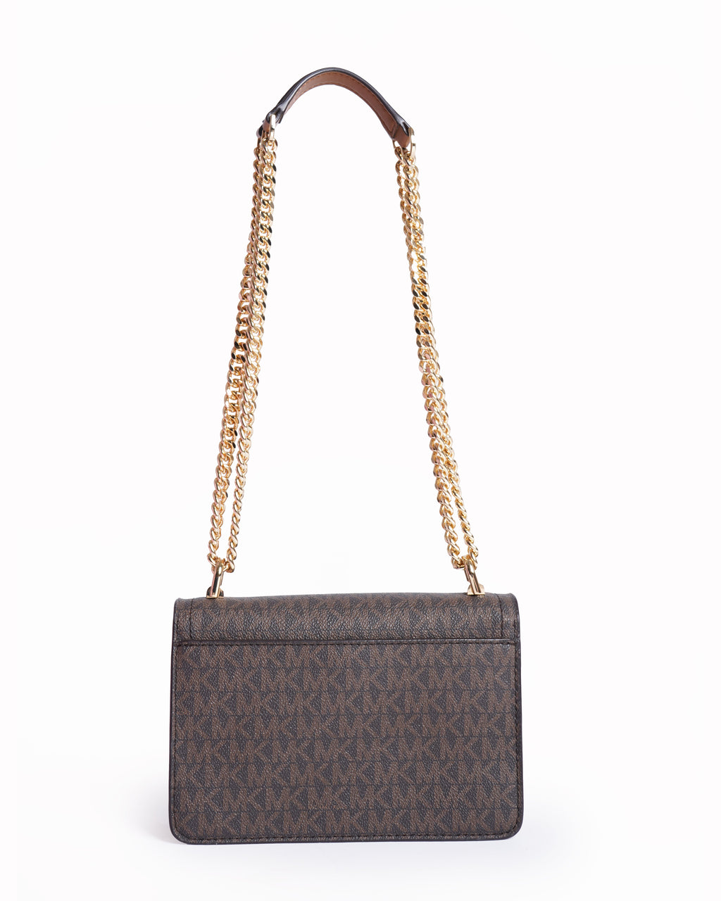 New Michael Kors Ginny Medium Logo Brown Coated Canvas Crossbody Bag