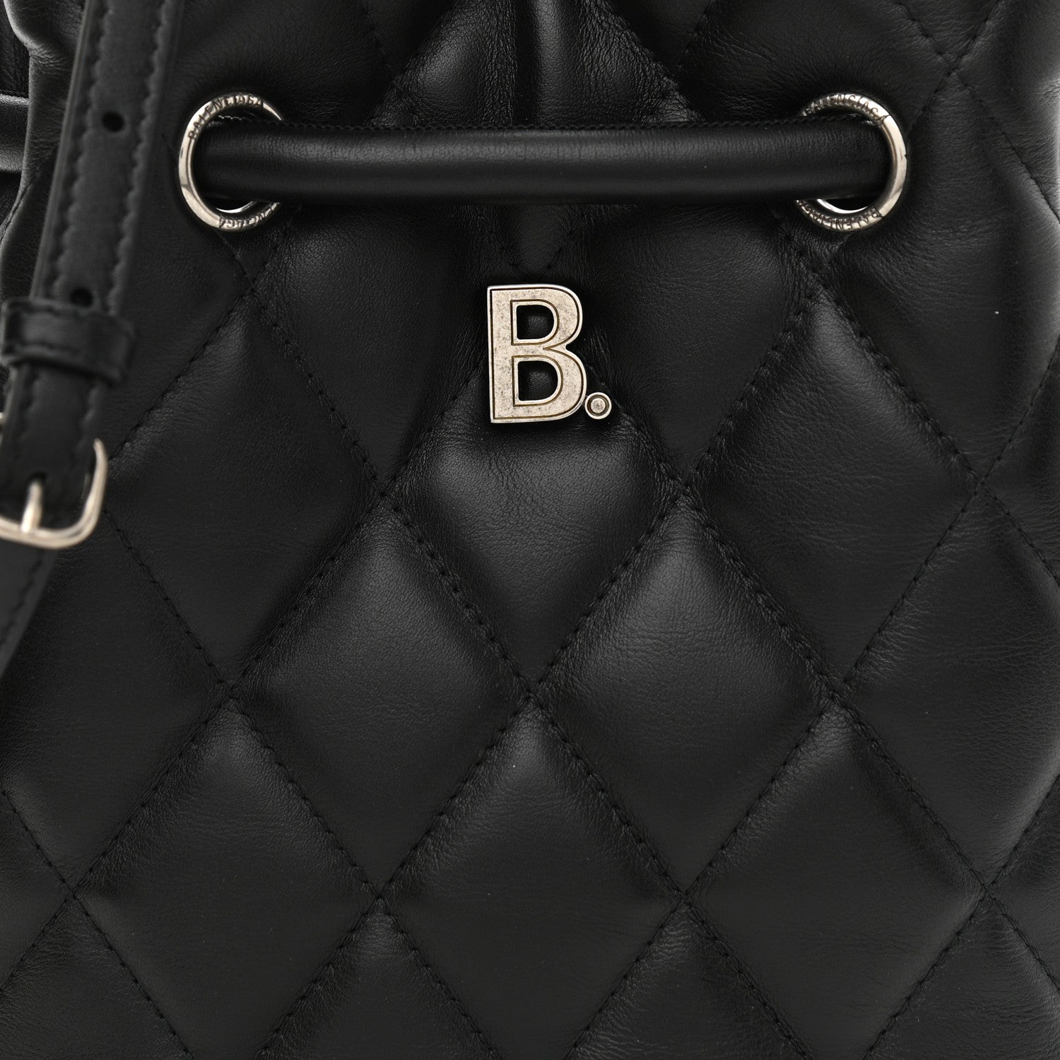 BALENCIAGA B QUILTED NAPPA LEATHER BUCKET BAG