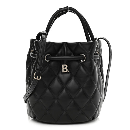 BALENCIAGA B QUILTED NAPPA LEATHER BUCKET BAG