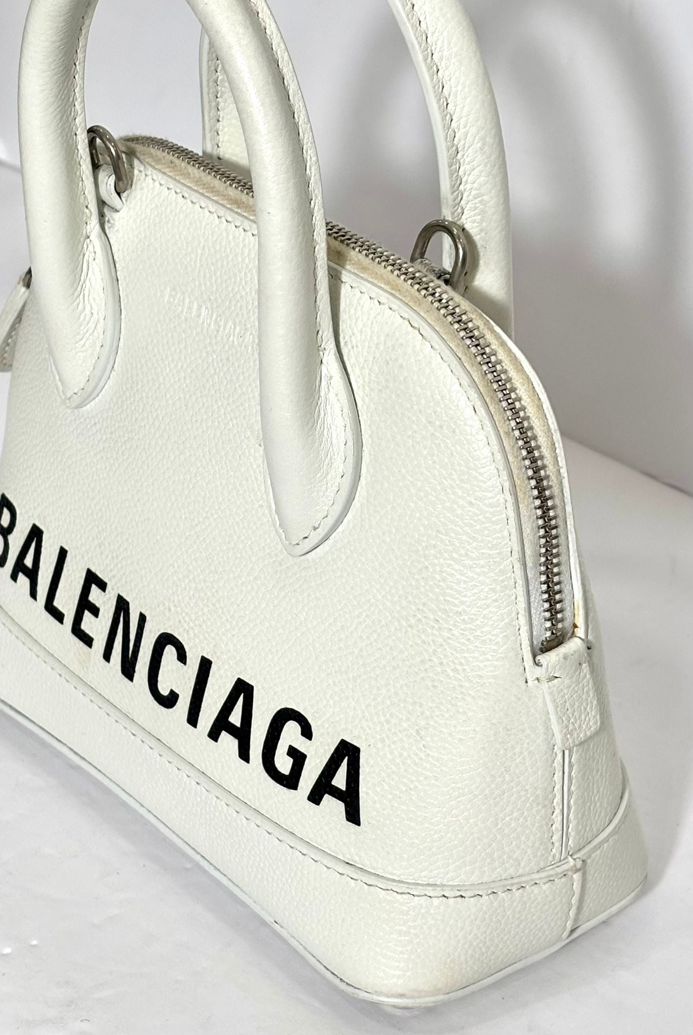 BALENCIAGA GRAINED CALFSKIN LEATHER MINI VILLE BAG