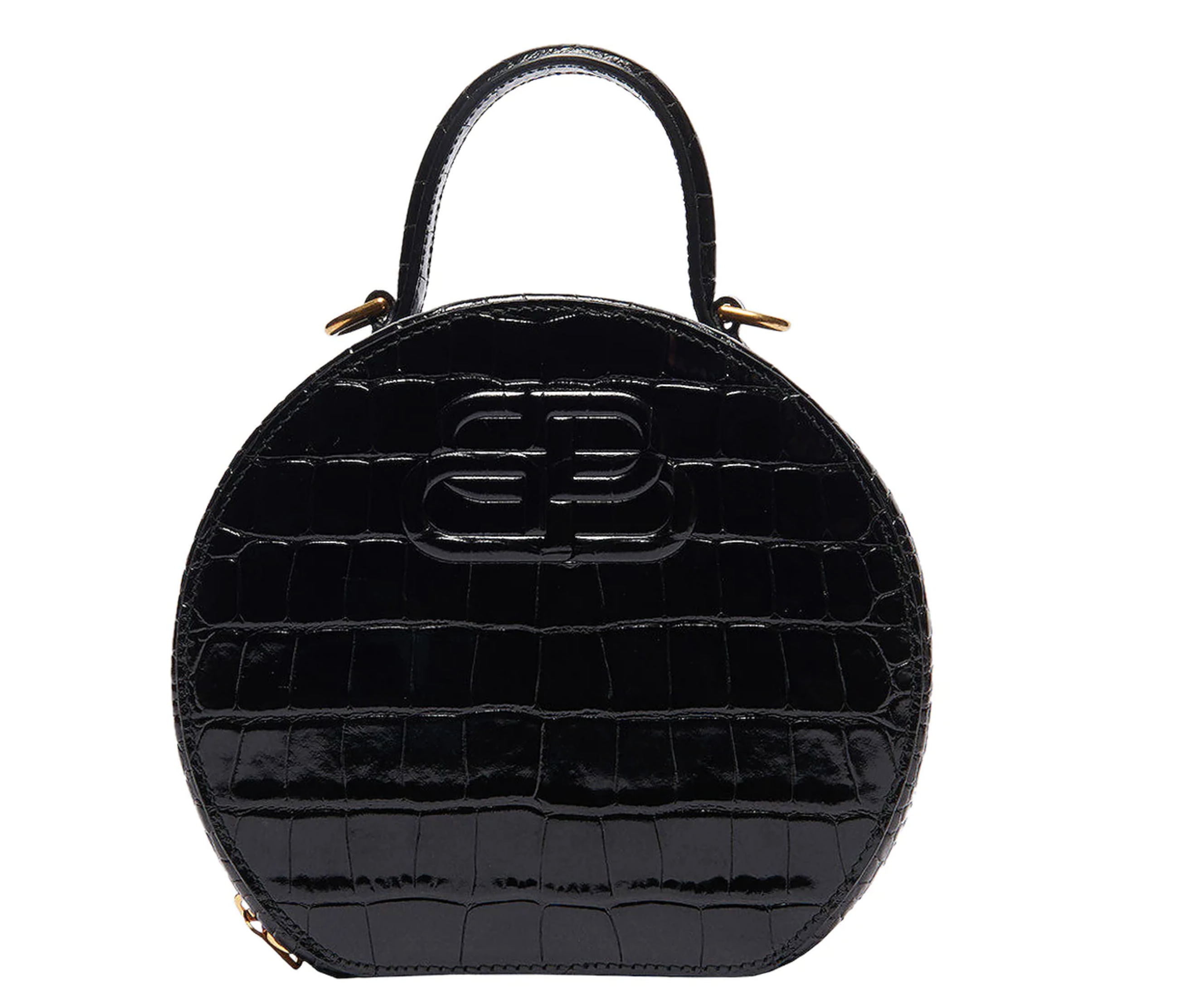 BALENCIAGA XS Embossed Croc Vanity Round Bag
