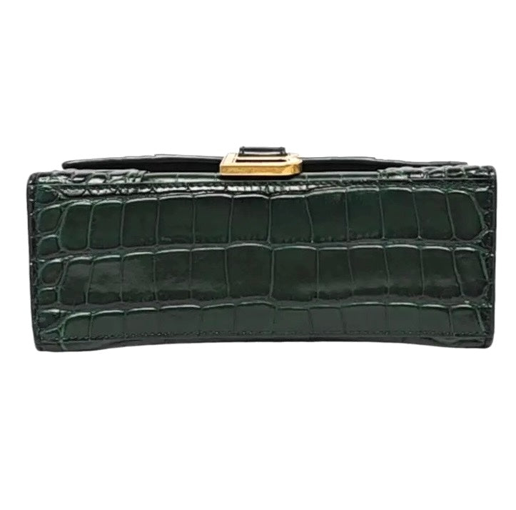 BALENCIAGA SHINY CALFSKIN CROC EMBOSSED HOURGLASS BAG