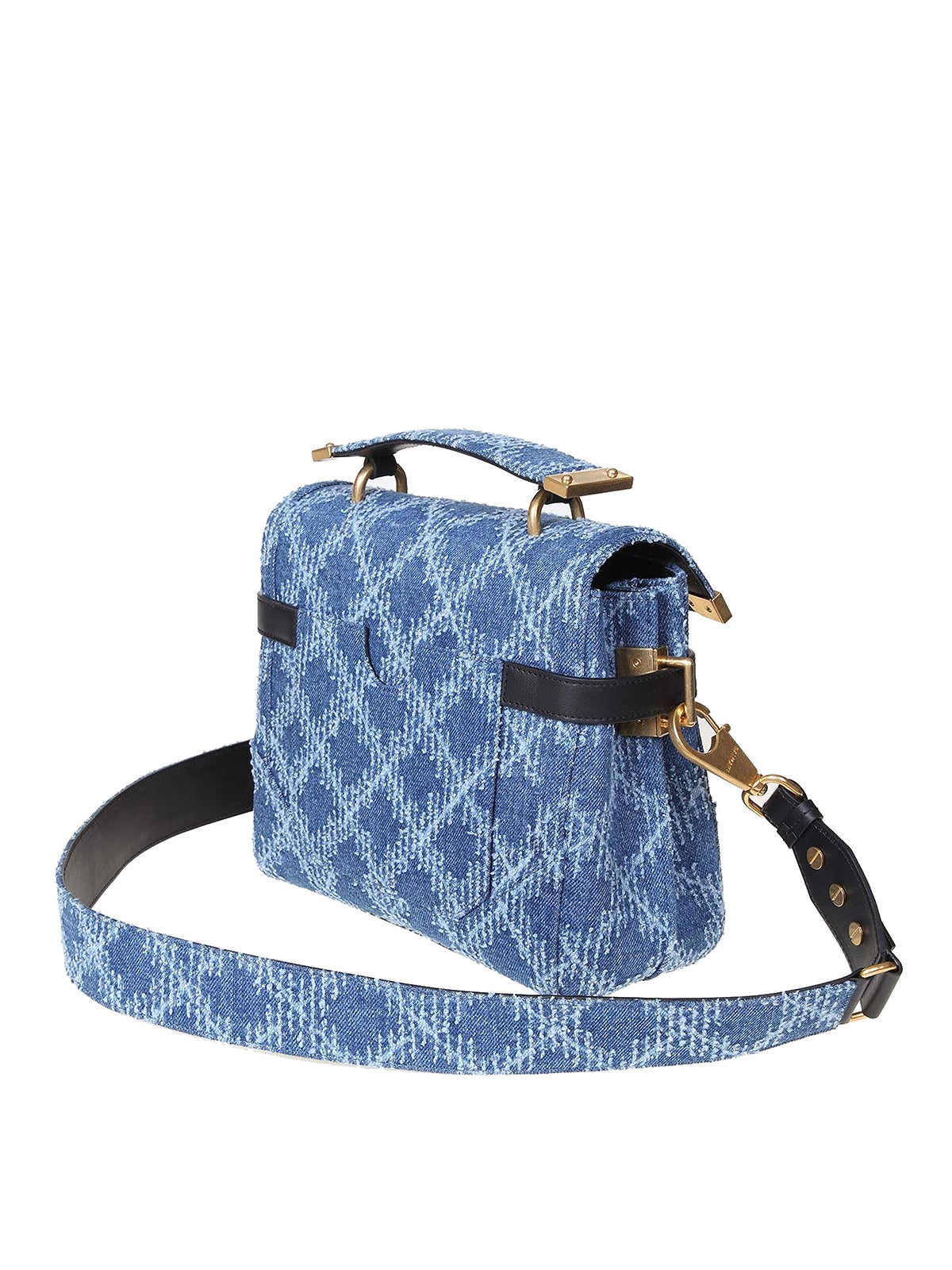 BALMAIN B-BUZZ 23 HANDBAG IN DENIM EFFECT