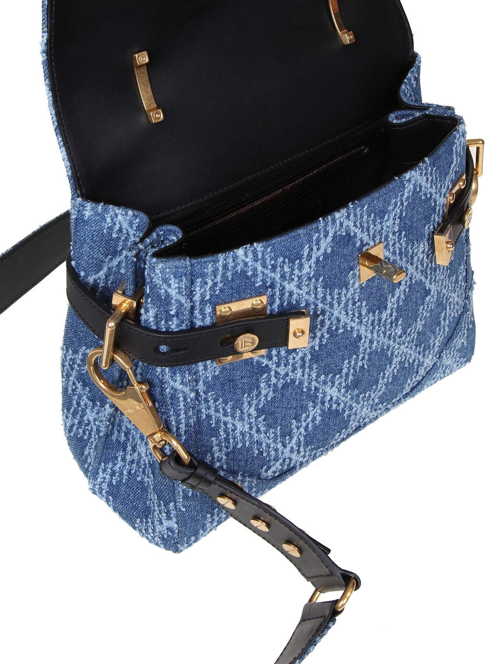 BALMAIN B-BUZZ 23 HANDBAG IN DENIM EFFECT
