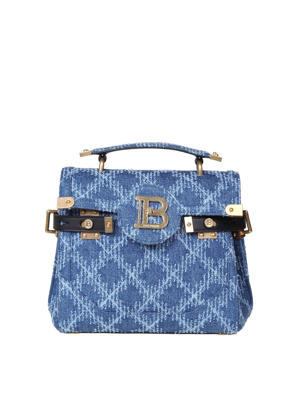 BALMAIN B-BUZZ 23 HANDBAG IN DENIM EFFECT