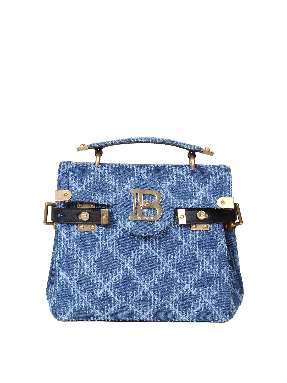 BALMAIN B-BUZZ 23 HANDBAG IN DENIM EFFECT