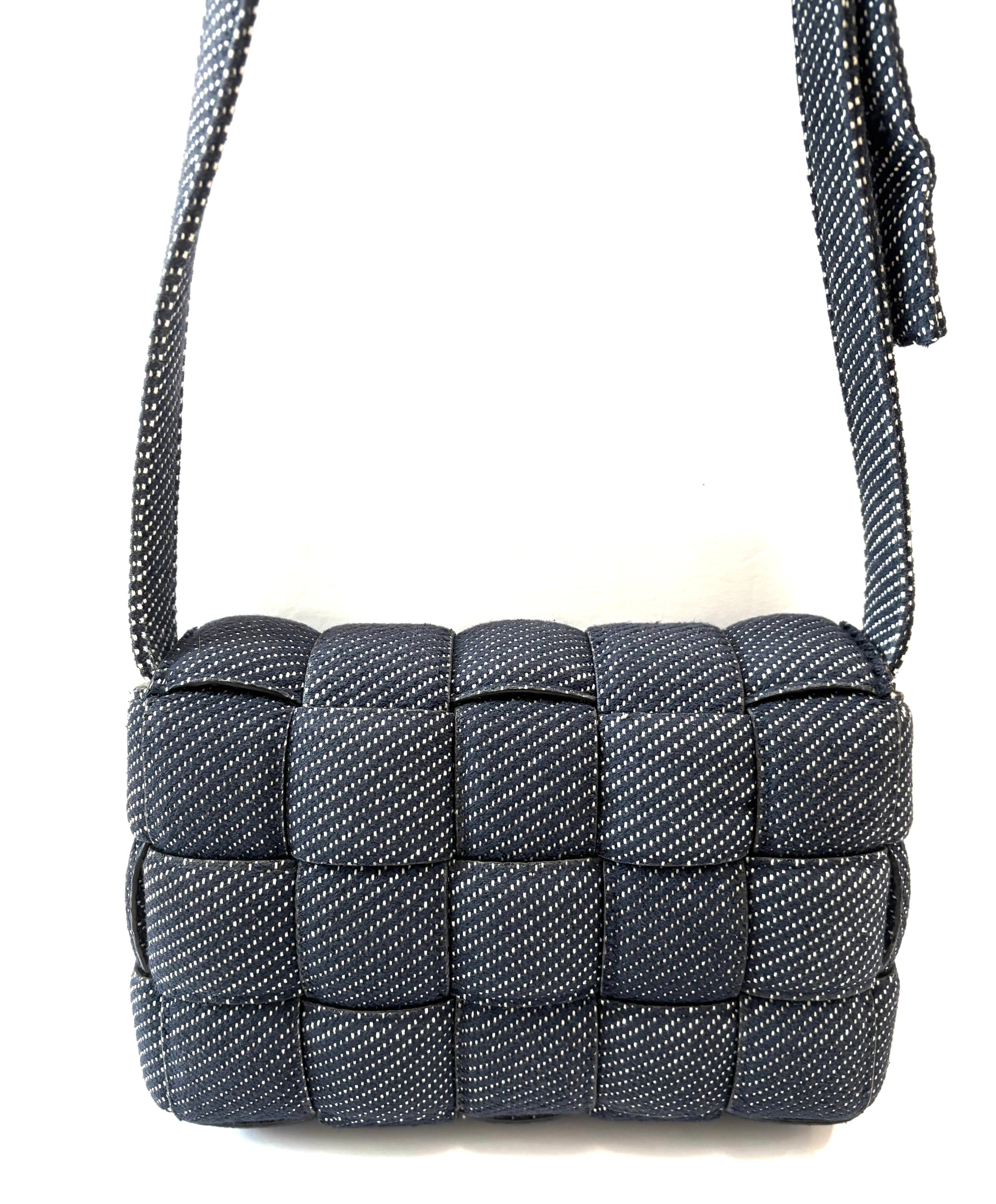 BOTTEGA VENETA DENIM INTRECCIATO PADDED CASSETTE BAG