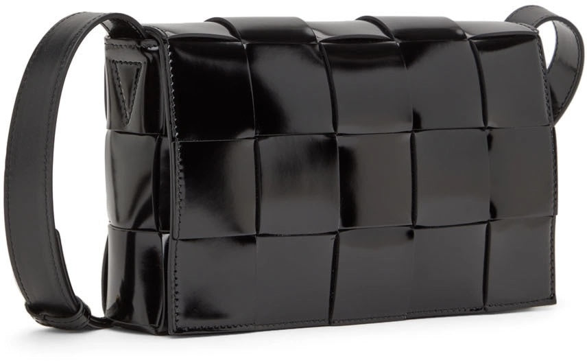 BOTTEGA VENETA INTRECCIATO CASSETTE PATENT LEATHER BAG