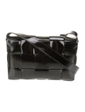 BOTTEGA VENETA INTRECCIATO CASSETTE PATENT LEATHER BAG