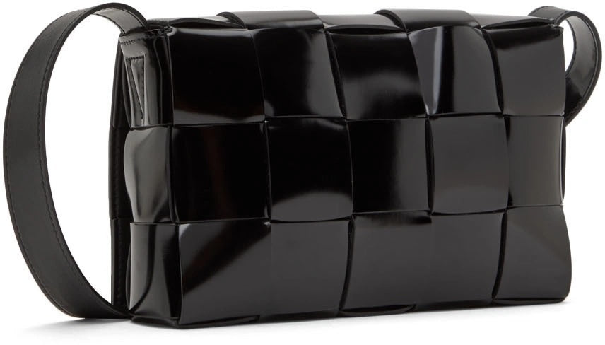 BOTTEGA VENETA INTRECCIATO CASSETTE PATENT LEATHER BAG
