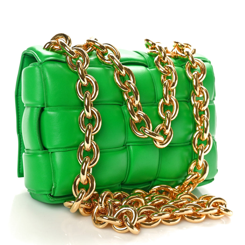 BOTTEGA VENETA LAMBSKIN MAXI INTRECCIATO PADDED CASSETTE CHAIN BAG