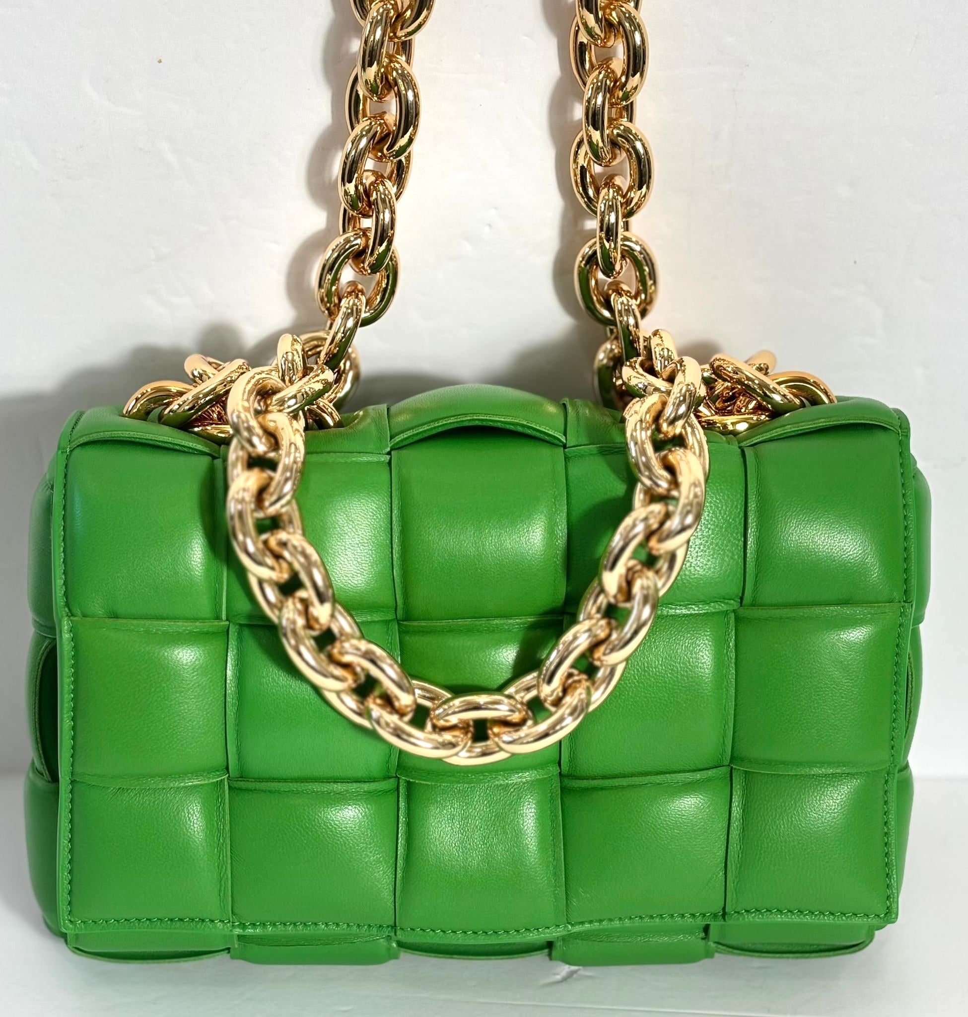BOTTEGA VENETA LAMBSKIN MAXI INTRECCIATO PADDED CASSETTE CHAIN BAG