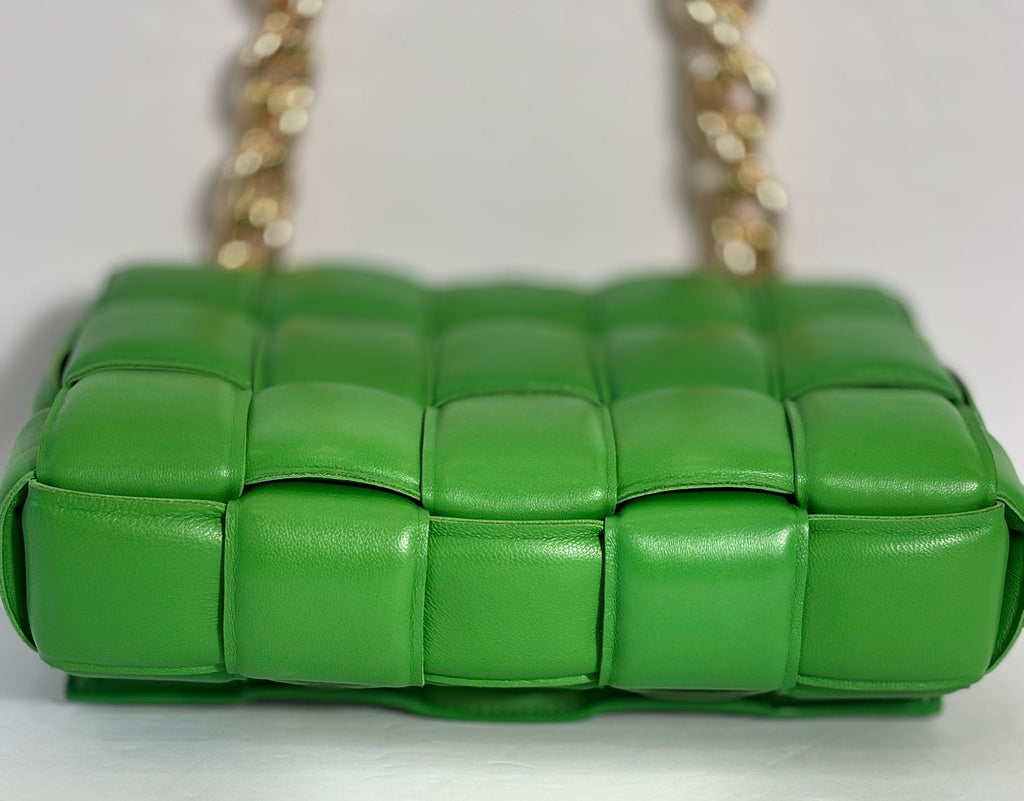BOTTEGA VENETA LAMBSKIN MAXI INTRECCIATO PADDED CASSETTE CHAIN BAG