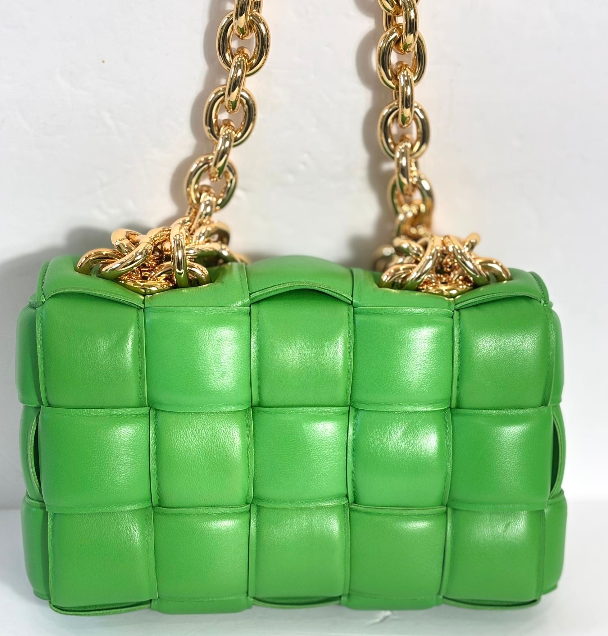 BOTTEGA VENETA LAMBSKIN MAXI INTRECCIATO PADDED CASSETTE CHAIN BAG