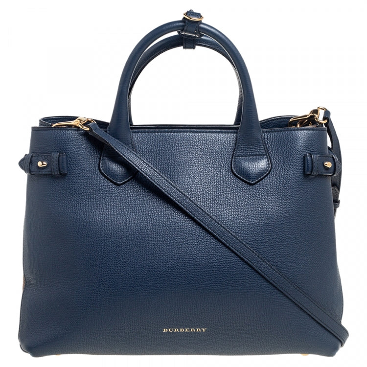 BURBERRY GRAINED CALFSKIN BANNER MEDIUM TOTE BAG