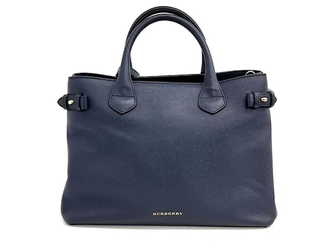 BURBERRY GRAINED CALFSKIN BANNER MEDIUM TOTE BAG