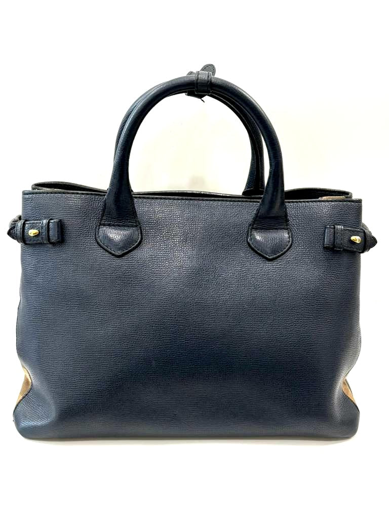 BURBERRY GRAINED CALFSKIN BANNER MEDIUM TOTE BAG