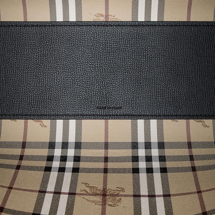 BURBERRY HAYMARKET CHECK LAVENBY BLACK MEDIUM REVERSIBLE TOTE BAG