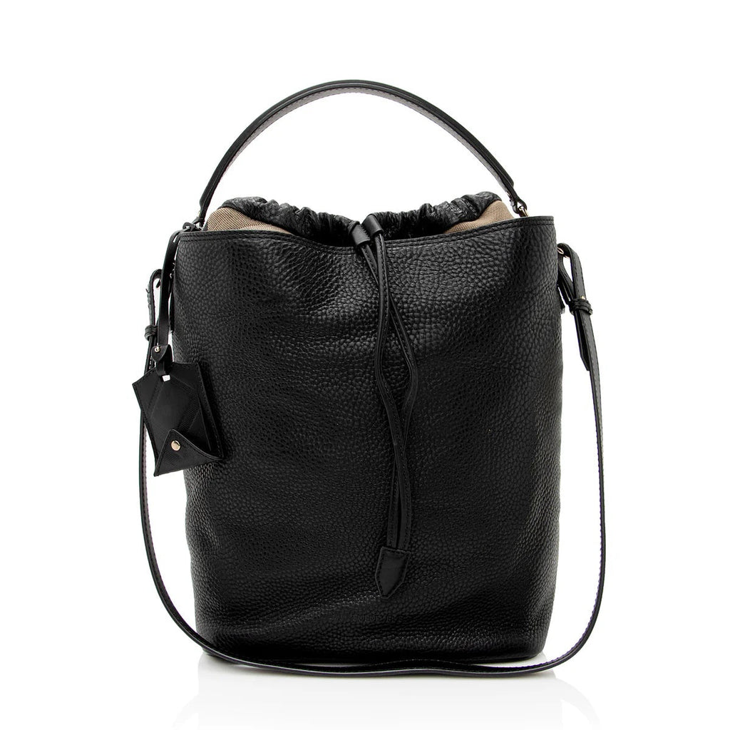 BURBERRY PEBBLED LEATHER HOUSE CHECK ASHBY HOBO BAG