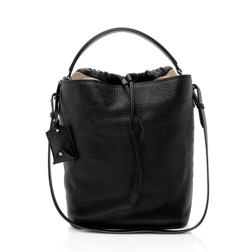 BURBERRY PEBBLED LEATHER HOUSE CHECK ASHBY HOBO BAG