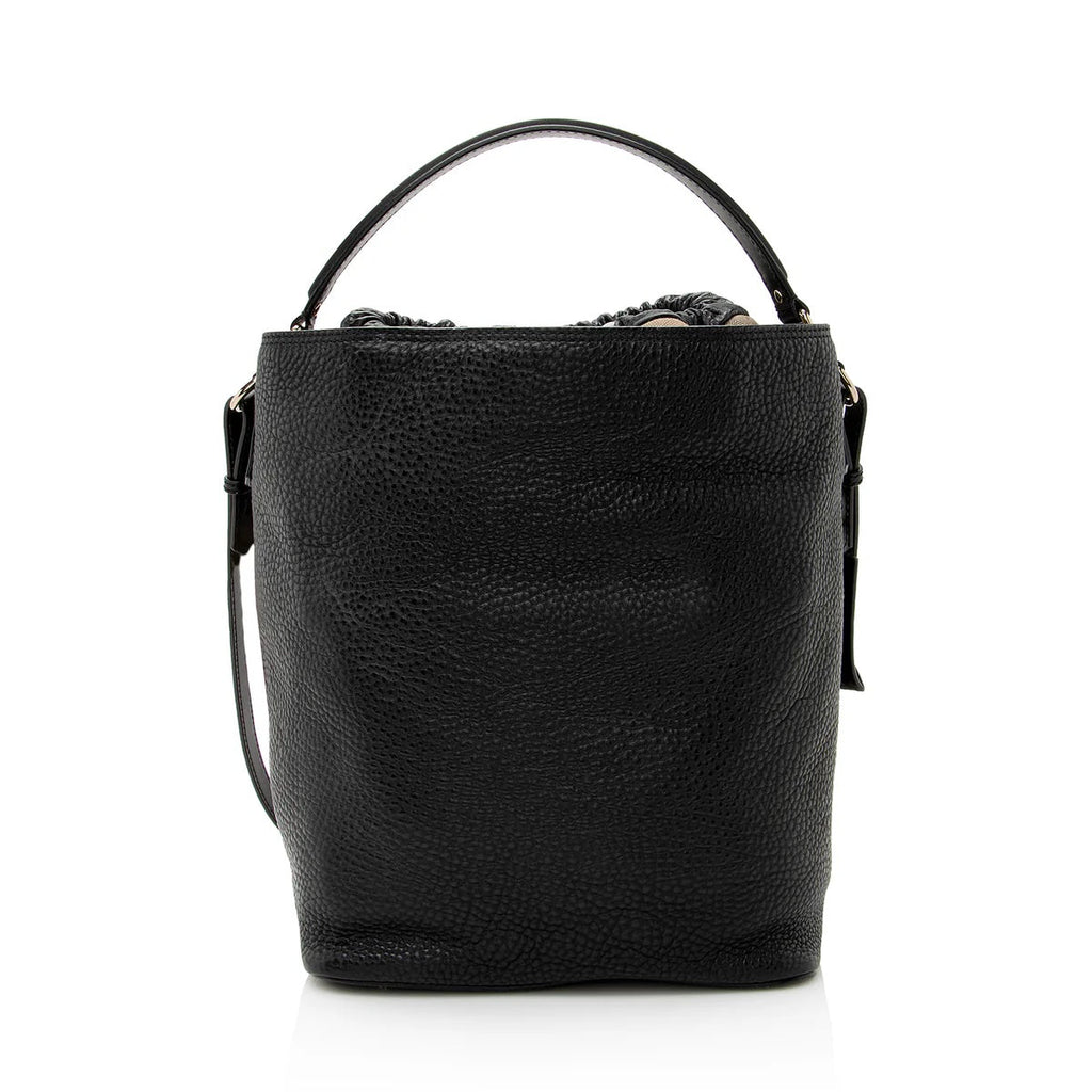 BURBERRY PEBBLED LEATHER HOUSE CHECK ASHBY HOBO BAG