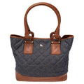 BURBERRY QUILTED DENIM & LEATHER GRANGE TOTE BAG